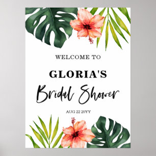 Tropical Leaves Bridal Shower Welcome Poster