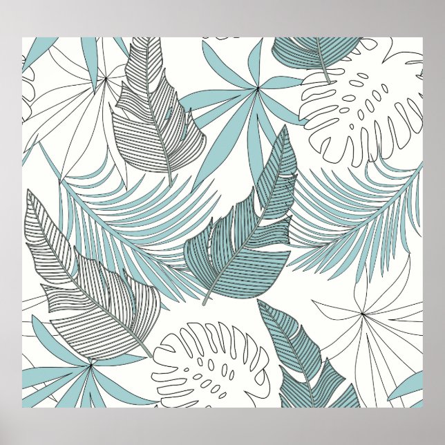 Tropical Leaves: Bright Seamless Trend Poster (Front)