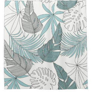 Tropical Leaves: Bright Seamless Trend Shower Curtain