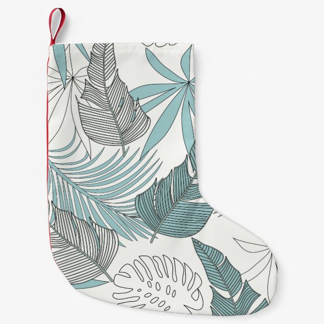 Tropical Leaves: Bright Seamless Trend Small Christmas Stocking (Front)