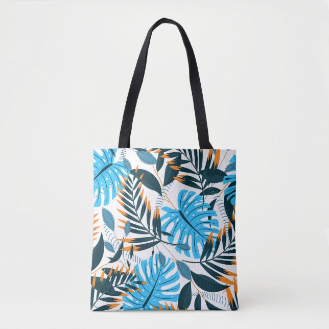 Tropical Leaves Bright White Pattern Tote Bag (Front)