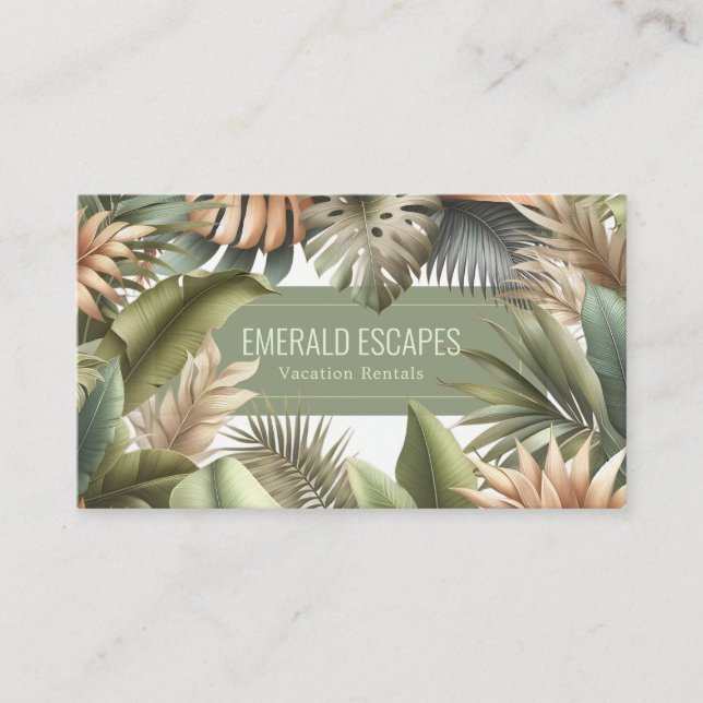 Tropical Leaves Business Card (Front)