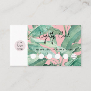 Tropical Leaves Business Logo QR Code Loyalty  Card
