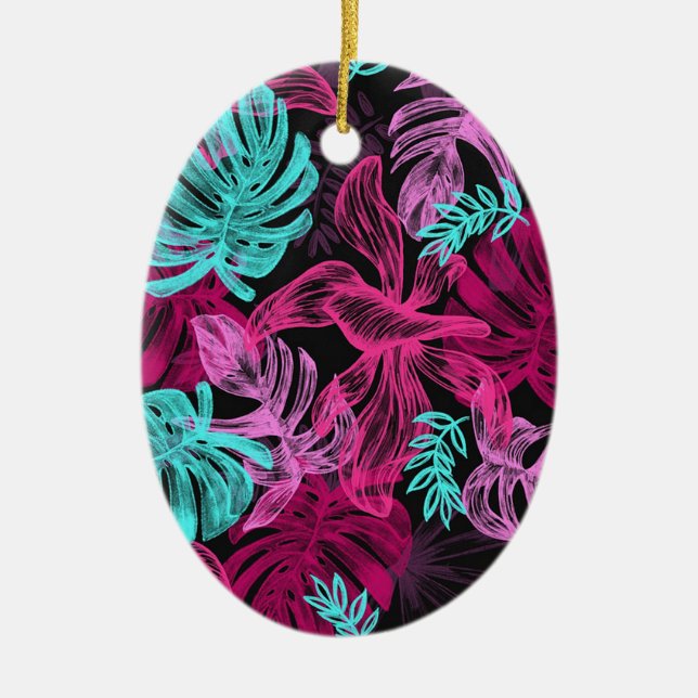 Tropical Leaves Ceramic Tree Decoration (Front)