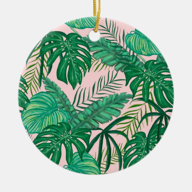 Tropical Leaves Ceramic Tree Decoration (Front)