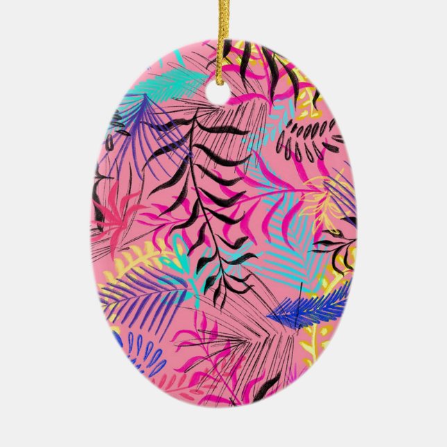 Tropical Leaves Ceramic Tree Decoration (Front)