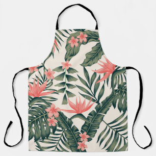 Tropical leaves, cheerful beach wallpaper. apron