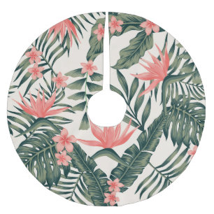 Tropical leaves, cheerful beach wallpaper. brushed polyester tree skirt