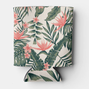 Tropical leaves, cheerful beach wallpaper. can cooler