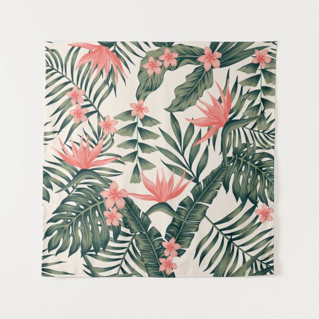 Tropical leaves, cheerful beach wallpaper. tapestry (Front)