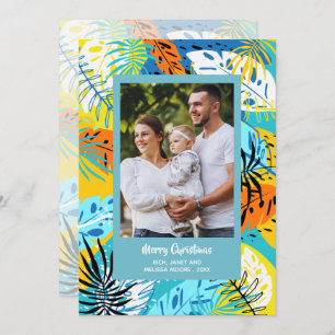 Tropical Leaves Christmas Photo Holiday Card