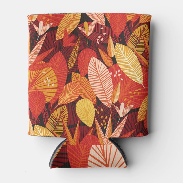 Tropical Leaves: Colourful Geometric Foliage. Can Cooler (Front)