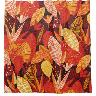 Tropical Leaves: Colourful Geometric Foliage. Shower Curtain