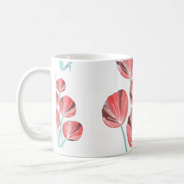 Tropical Leaves: Creative Hand Drawn Pattern Coffee Mug (Left)