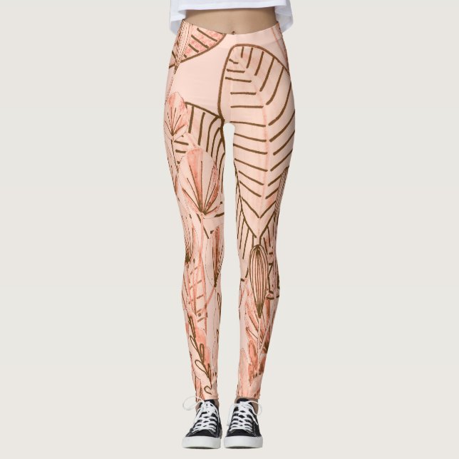 Tropical Leaves: Creative Hand-Drawn Pattern. Leggings (Front)