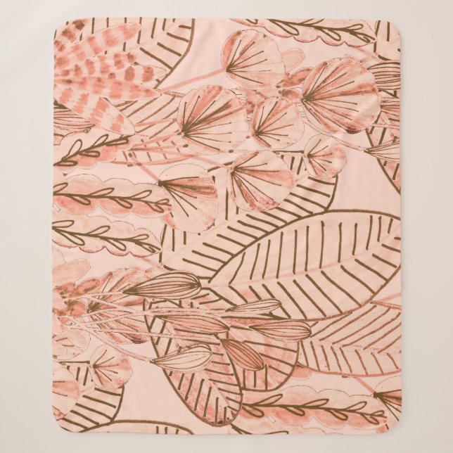 Tropical Leaves: Creative Hand-Drawn Pattern. Sherpa Blanket (Front)