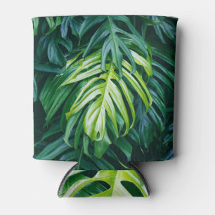 Tropical leaves: dark nature background. can cooler