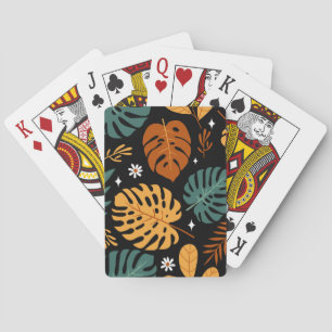 Tropical Leaves: Dark Vintage Seamless. Playing Cards