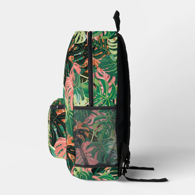 Tropical Leaves Extravaganza Printed Backpack (Right)