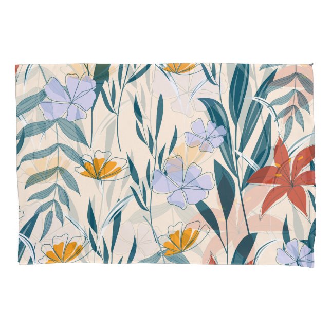 Tropical Leaves: Fashionable Abstract Background. Pillowcase (Front)