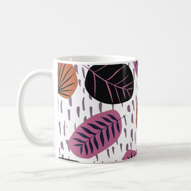 Tropical leaves, fashionable seamless pattern. coffee mug (Left)