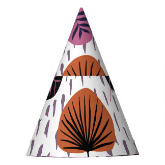 Tropical leaves, fashionable seamless pattern. party hat