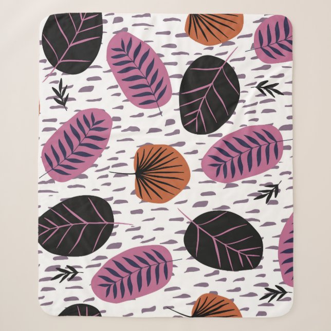 Tropical leaves, fashionable seamless pattern. sherpa blanket (Front)