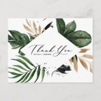 Tropical Leaves Faux Gold Foil Frame Thank You