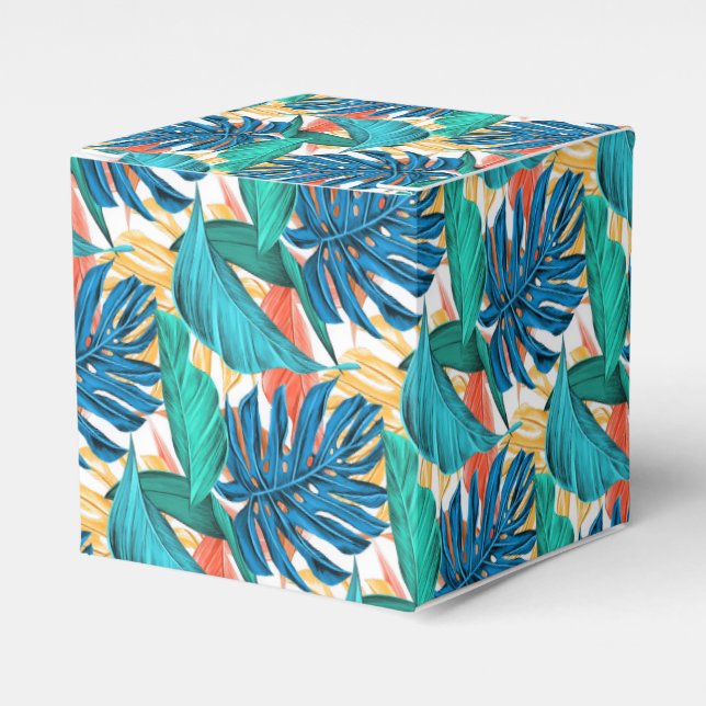 Tropical Leaves Favour Box Gift (Front Side)