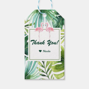 Tropical Leaves & Flamingos Hawaiian Wedding Favou Gift Tags