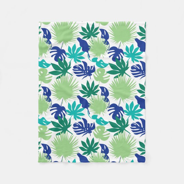 Tropical leaves fleece blanket (Front)