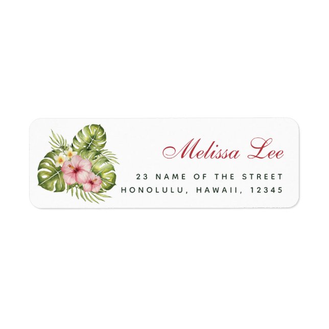 Tropical Leaves Floral Hawaiian Hibiscus Address (Front)