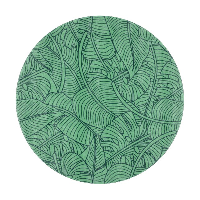 Tropical Leaves Floral Pattern Cutting Board (Front)
