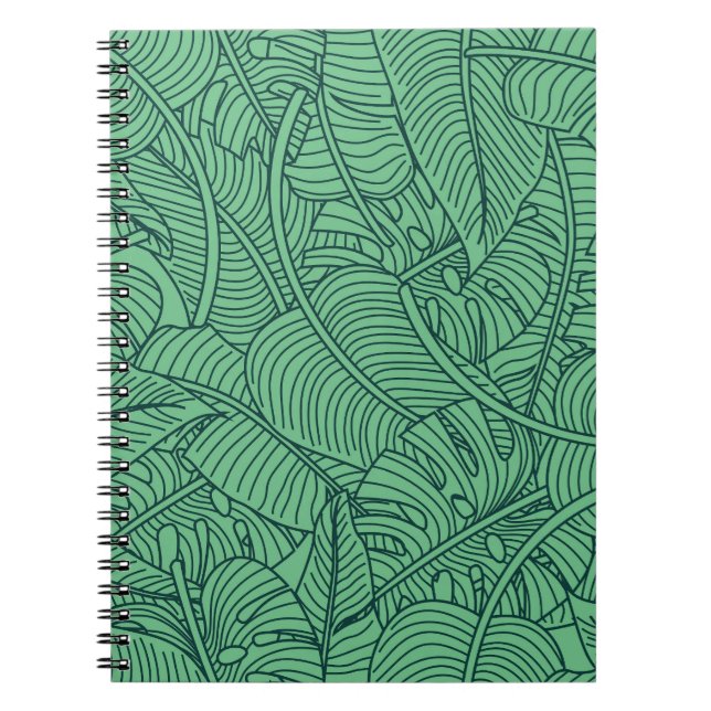 Tropical Leaves Floral Pattern Notebook (Front)
