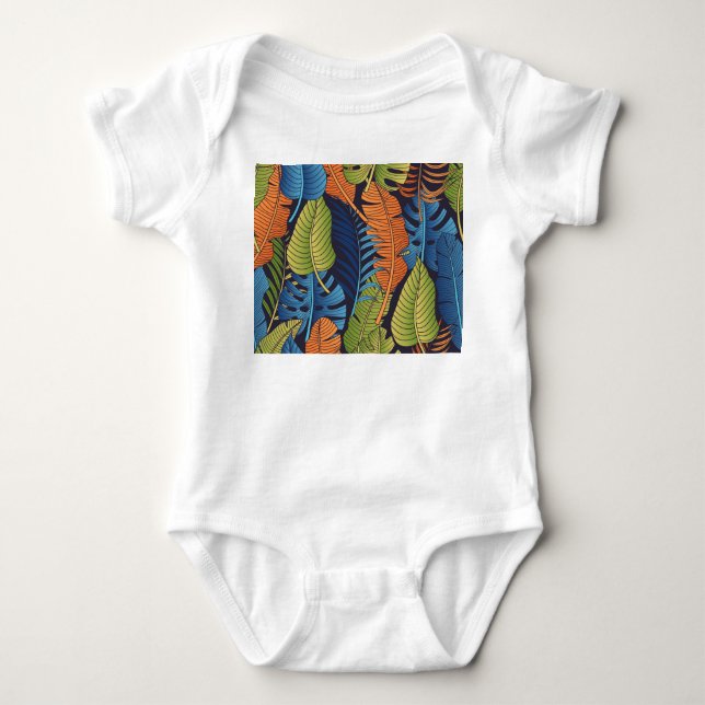Tropical leaves, floral seamless pattern. baby bodysuit (Front)