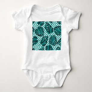 Tropical Leaves: Floral Seamless Pattern. Baby Bodysuit