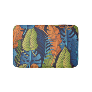 Tropical leaves, floral seamless pattern. bath mat