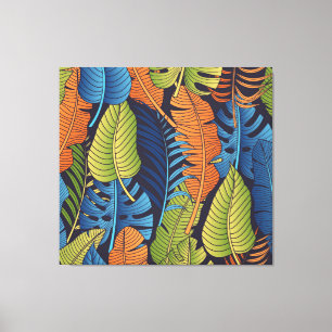 Tropical leaves, floral seamless pattern. canvas print