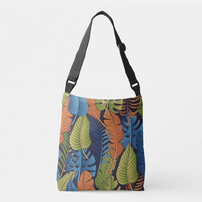 Tropical leaves, floral seamless pattern. crossbody bag (Front)