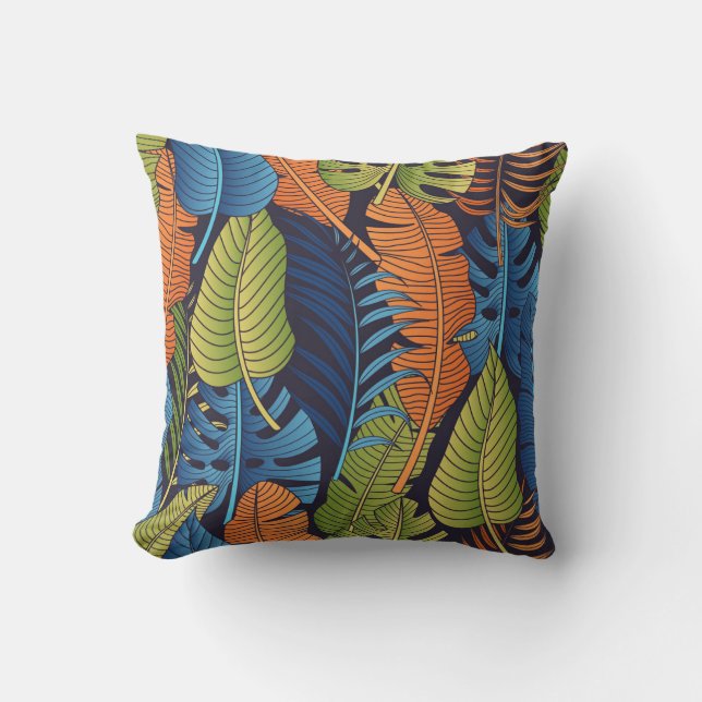 Tropical leaves, floral seamless pattern. cushion (Front)