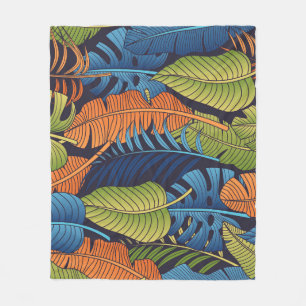 Tropical leaves, floral seamless pattern. fleece blanket