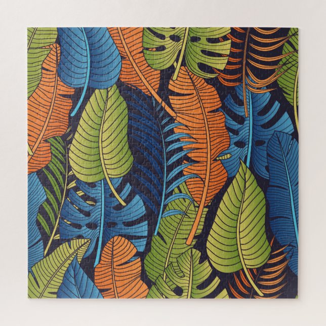 Tropical leaves, floral seamless pattern. jigsaw puzzle (Vertical)