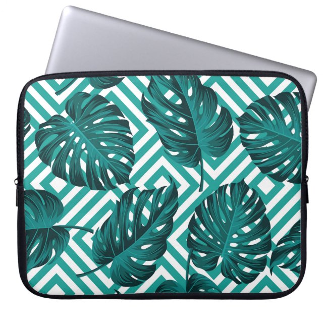 Tropical Leaves: Floral Seamless Pattern. Laptop Sleeve (Front)