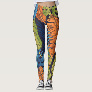Tropical leaves, floral seamless pattern. leggings