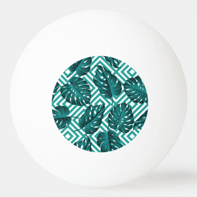 Tropical Leaves: Floral Seamless Pattern. Ping Pong Ball (Front)