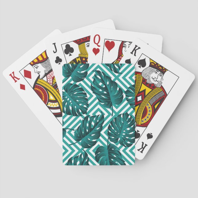 Tropical Leaves: Floral Seamless Pattern. Playing Cards (Back)