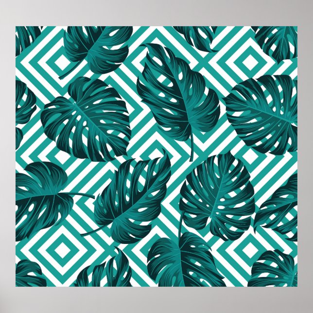 Tropical Leaves: Floral Seamless Pattern. Poster (Front)