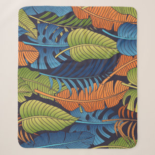 Tropical leaves, floral seamless pattern. sherpa blanket