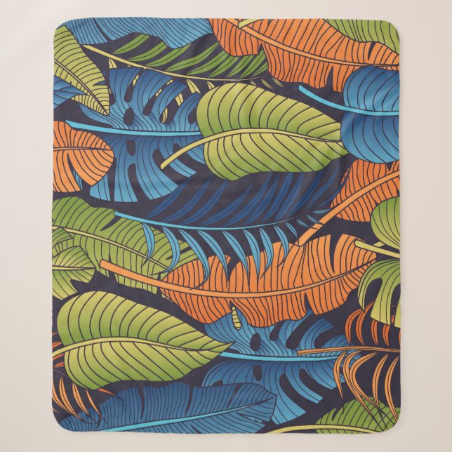 Tropical leaves, floral seamless pattern. sherpa blanket (Front)