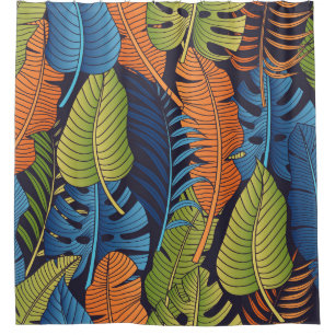 Tropical leaves, floral seamless pattern. shower curtain
